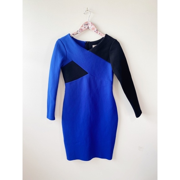 Milly Dresses & Skirts - MILLY Italian Tech Colorblock Sheath Scuba Dress! Womens Size 4 Black Blue